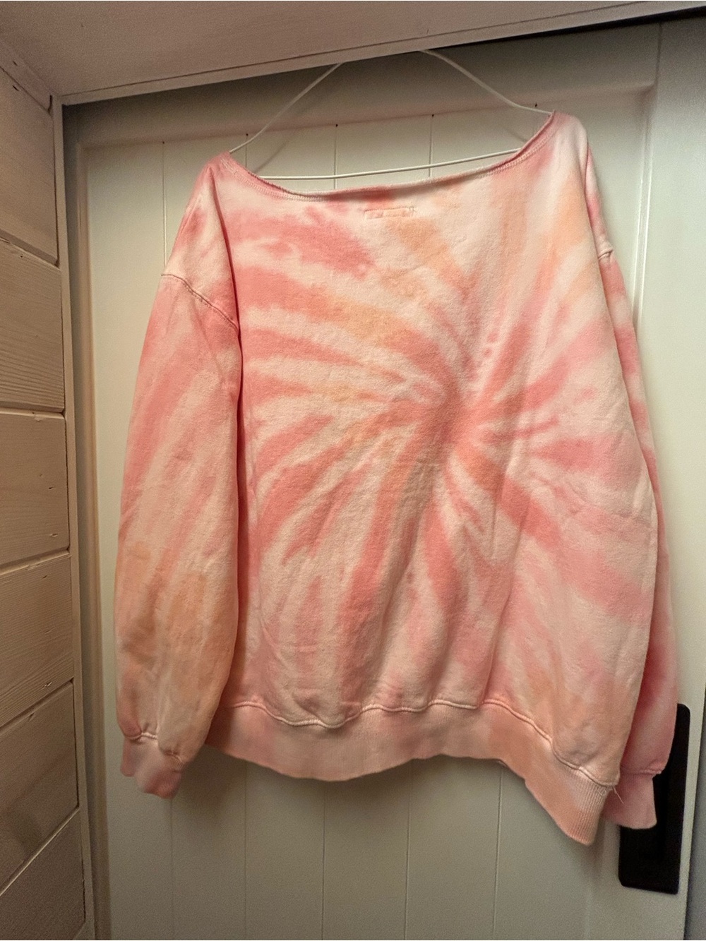 Aeropostale Pink and Peach Tie-Dye Off-Shoulder Sweater